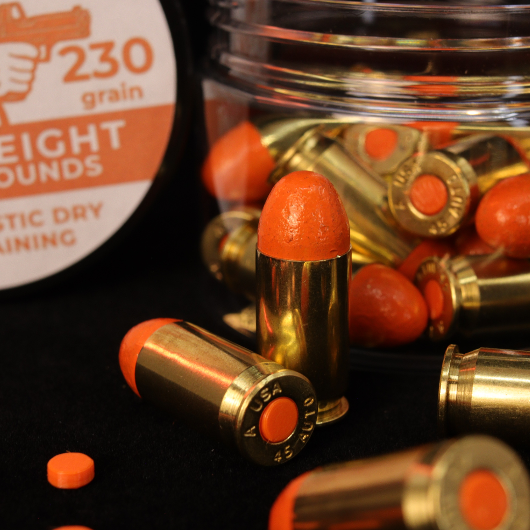 SnapPoint .45 ACP Snap Caps (Set of 15) – Real-Weight Dry Fire Dummy Rounds w/ SnapPlug Primer