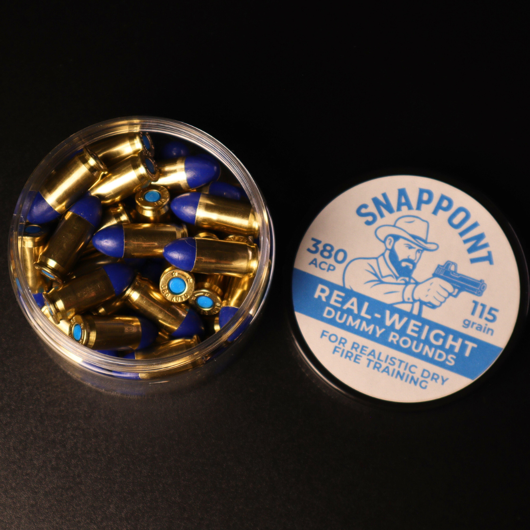 SnapPoint 380 ACP Snap Caps (Set of 20)– Real-Weight Dry Fire Dummy Rounds w/ SnapPlug Primer
