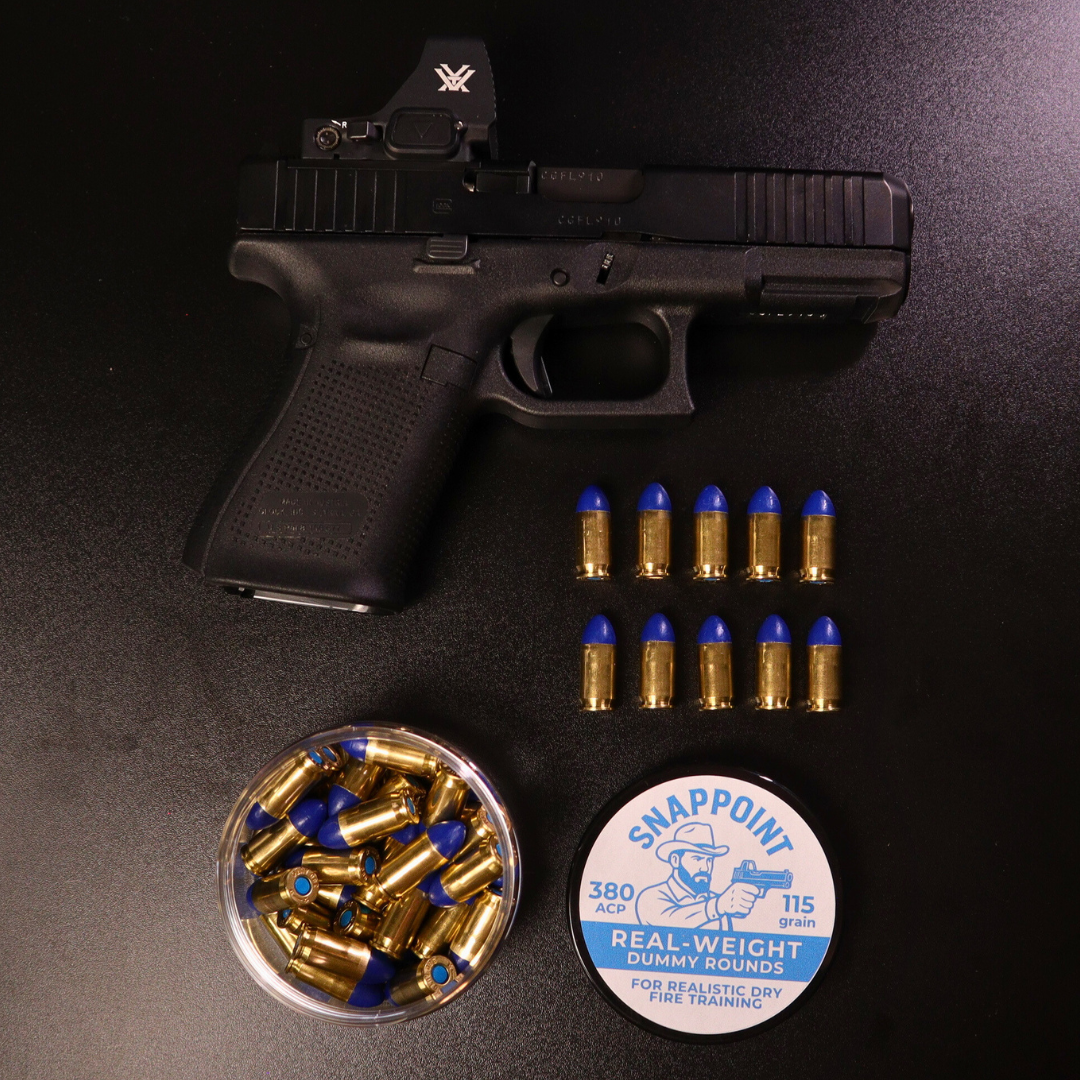 SnapPoint 380 ACP Snap Caps (Set of 20)– Real-Weight Dry Fire Dummy Rounds w/ SnapPlug Primer