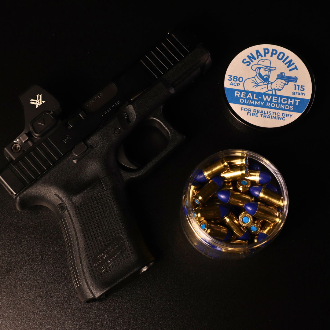 SnapPoint 380 ACP Snap Caps (Set of 20)– Real-Weight Dry Fire Dummy Rounds w/ SnapPlug Primer